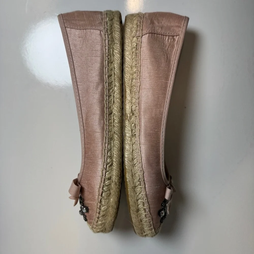 Simply Vera Vera‎ Wang Pink Beaded Bow Espadrille Flats Size 6.5